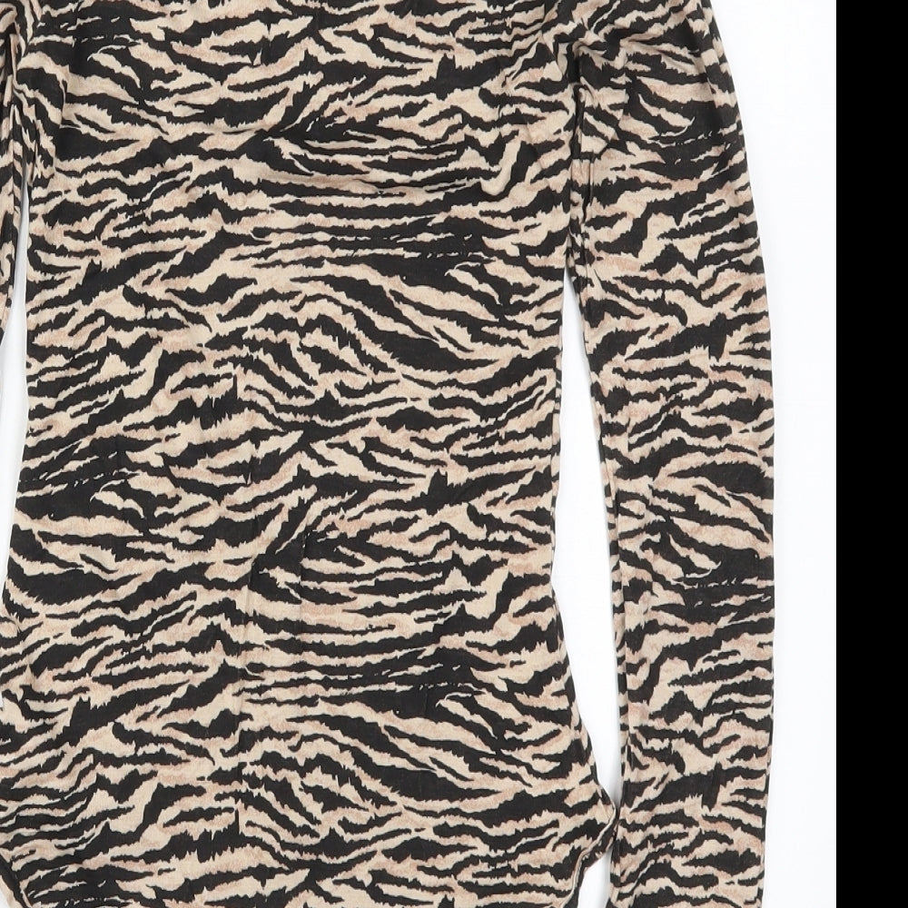 I SAW IT FIRST Womens Brown Animal Print Bodysuit One-Piece Size 6