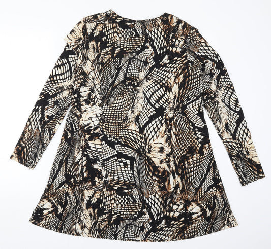 TU Womens Brown Animal Print A-Line Size 12