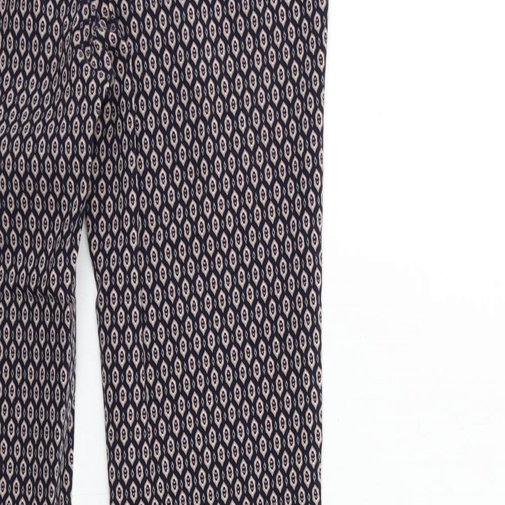 F&F Womens Blue Geometric Trousers Size 6 L25 in
