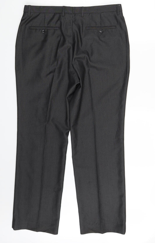 Goodsouls Mens Black Striped Trousers Size 34 in L30 in