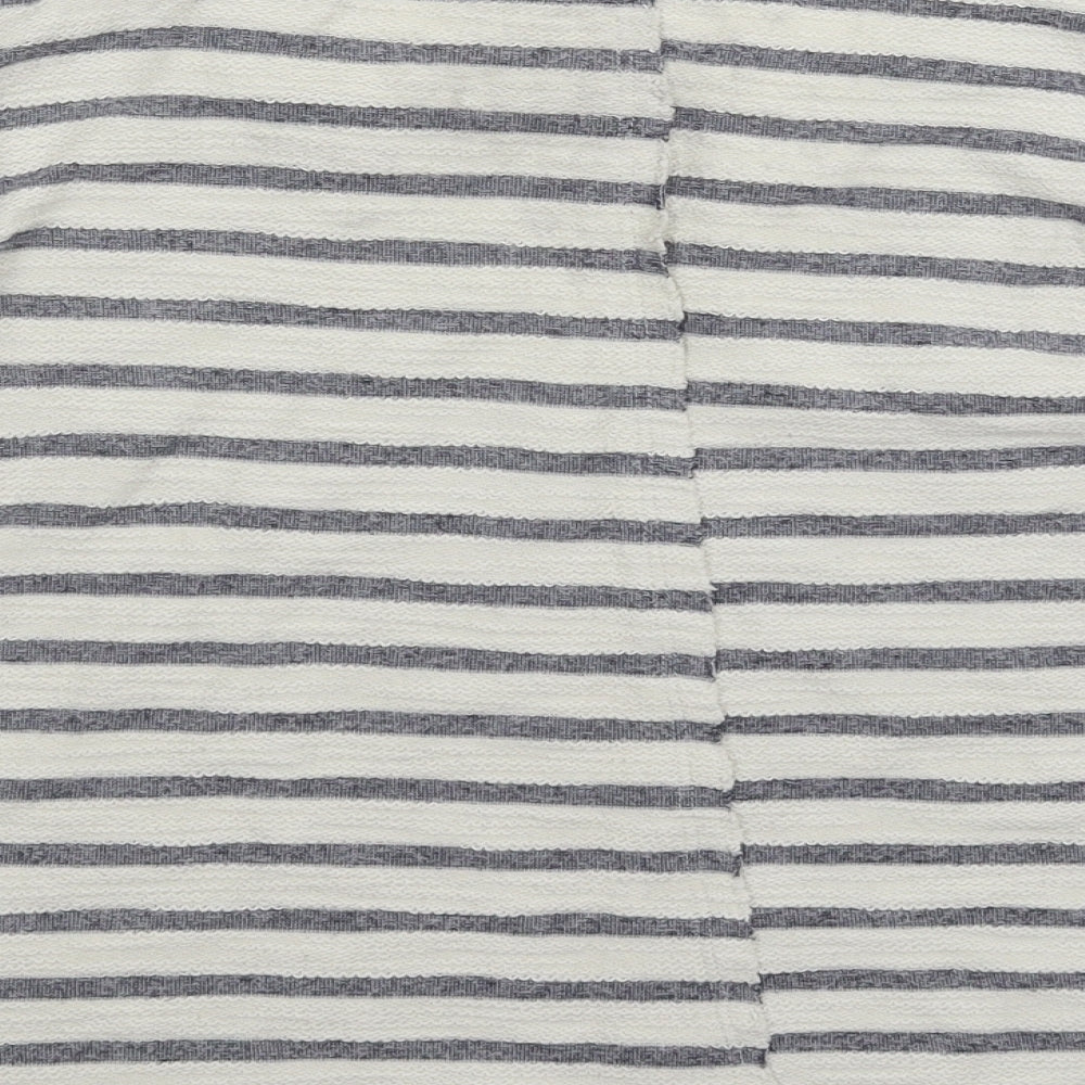 New Look Womens White Striped Knit Pullover Jumper Size 10