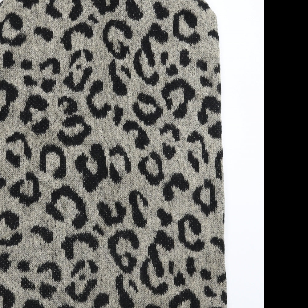 Brand and care label for Primark girls’ beige animal print knit gilet coatigan, size 14-15, years