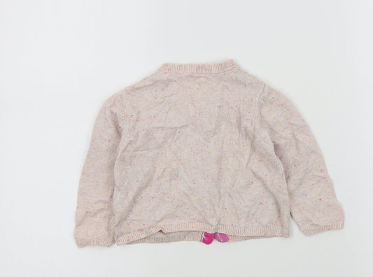 M&S Girls Pink Colourblock Cardigan Jumper Size 12-18 Months