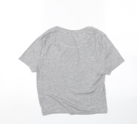 New Look Womens Grey Striped Wrap T-Shirt Size 10