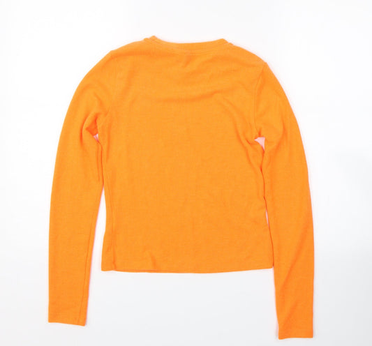 H&M Womens Orange Pullover Sweatshirt Size S