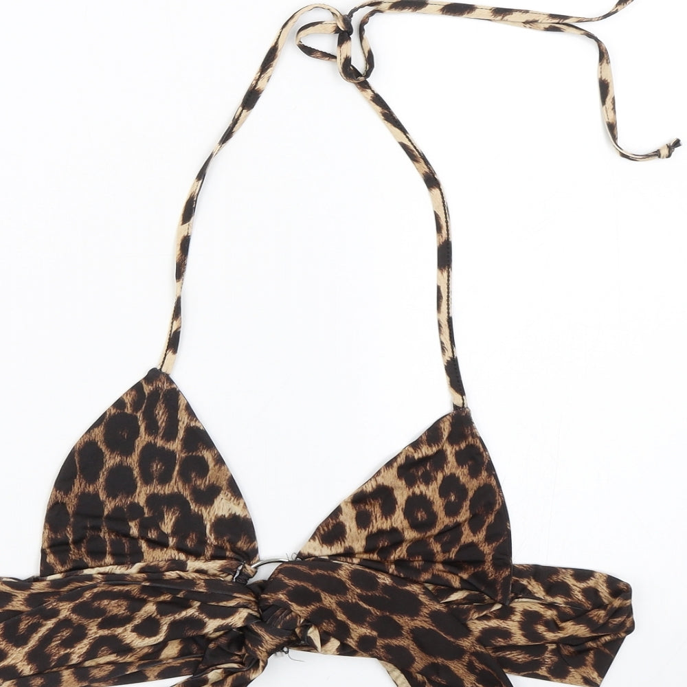 PRETTYLITTLETHING Womens Brown Animal Print Cropped Tank Size 8