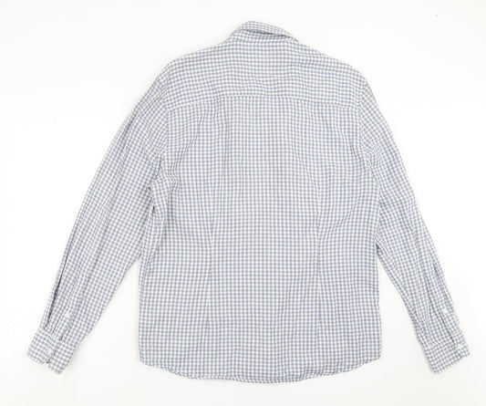 ACW85 Mens Blue Check Button-Up Size L