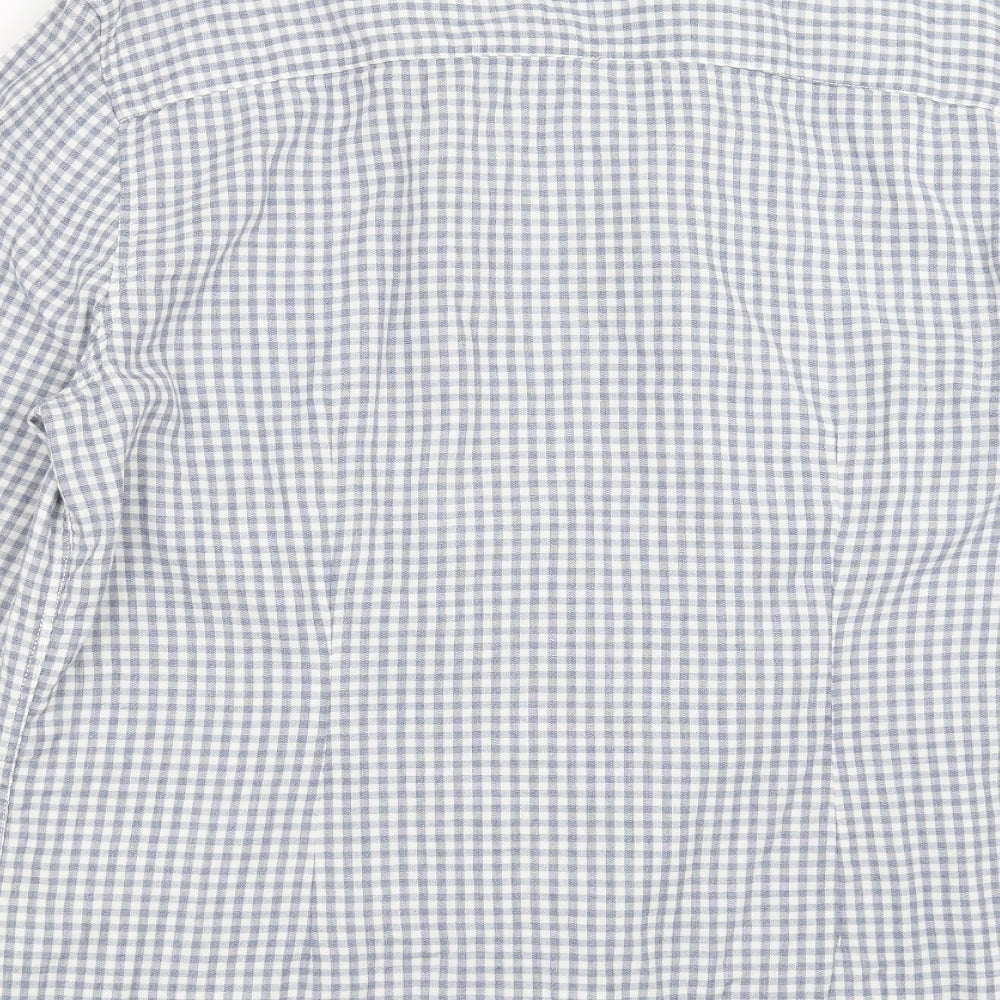 ACW85 Mens Blue Check Button-Up Size L