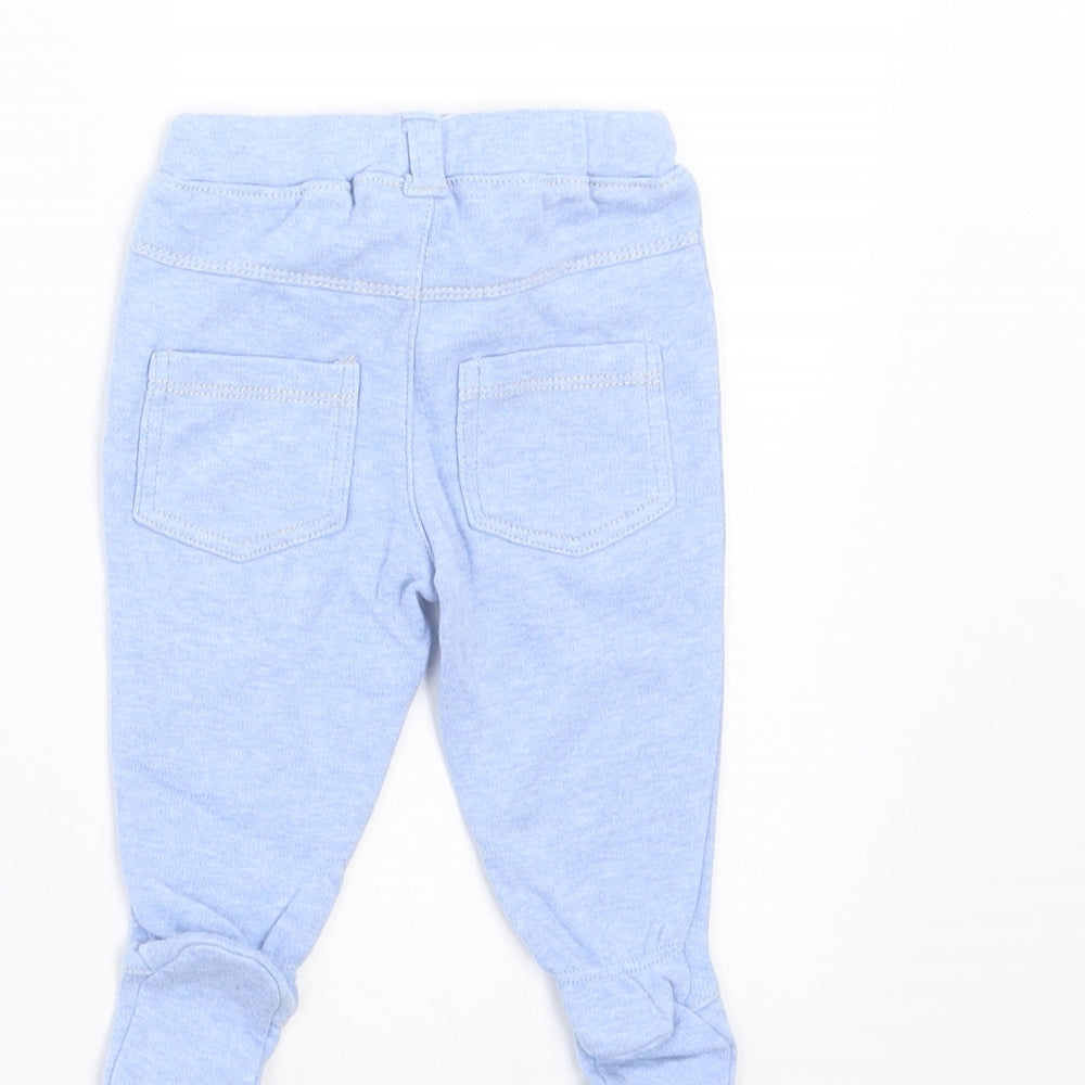 Brand and care label for Prenatal Baby Blue Trousers, size 0-3, Months