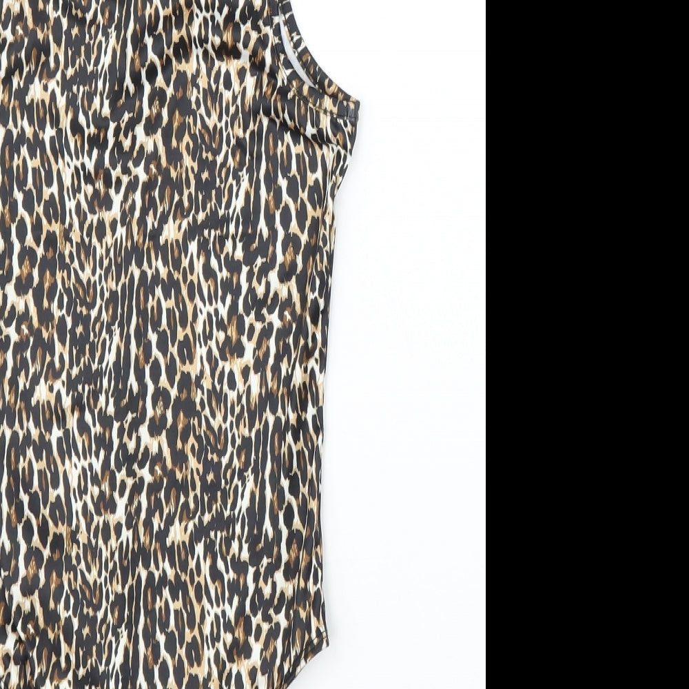 Primark Womens Beige Animal Print Leotard One-Piece Size XS - Leopard print