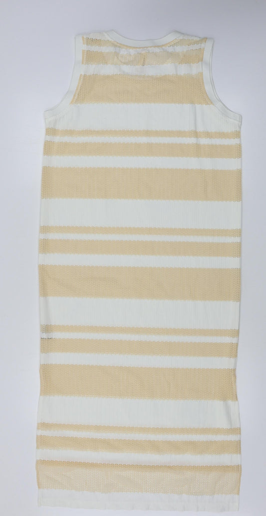 ellie white Womens Beige Striped A-Line Size M