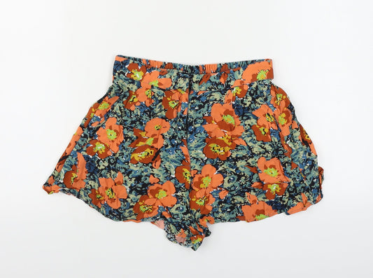 Topshop Womens Orange Floral Cut-Off Shorts Size 6
