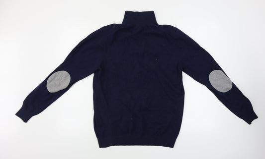 Avenue Mens Blue Henley Jumper Size S