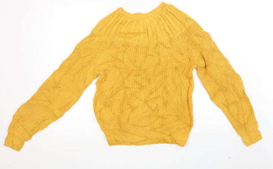 Karen Scott Womens Yellow Knit Pullover Sweatshirt Size M