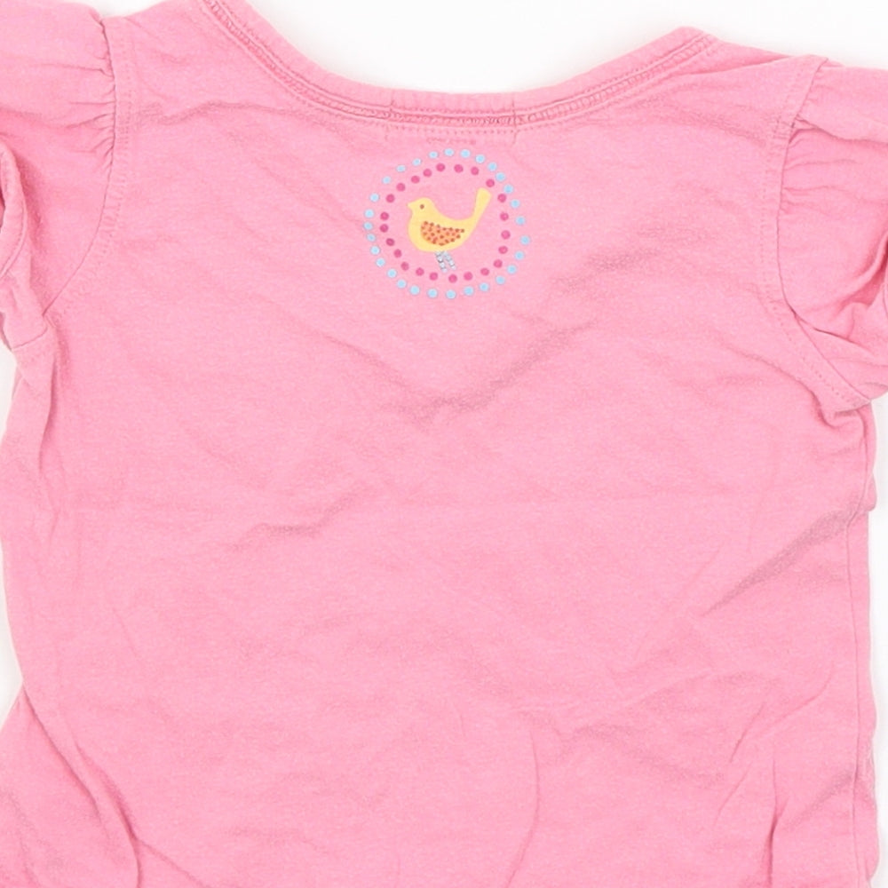 Brand and care label for Mini Boutique Baby Pink Basic T-Shirt, size 12-18, Months