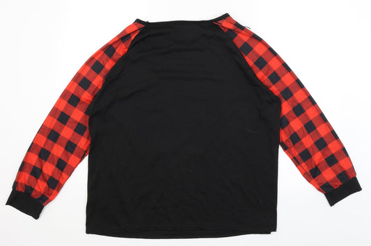 Preworn Mens Black Solid Pyjama Top Size L - Christmas 2020