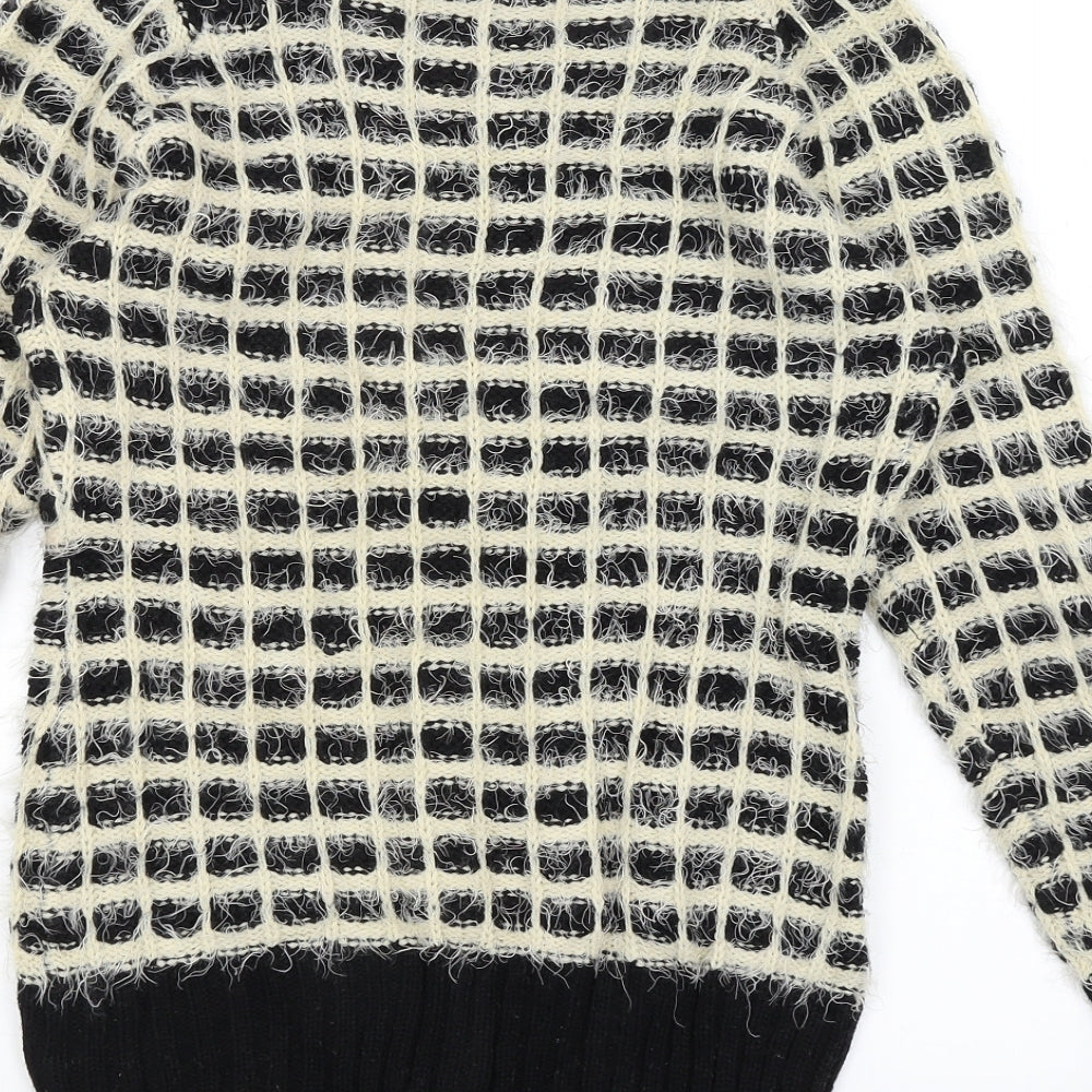New Look Womens Black Check Pullover Jumper Size S