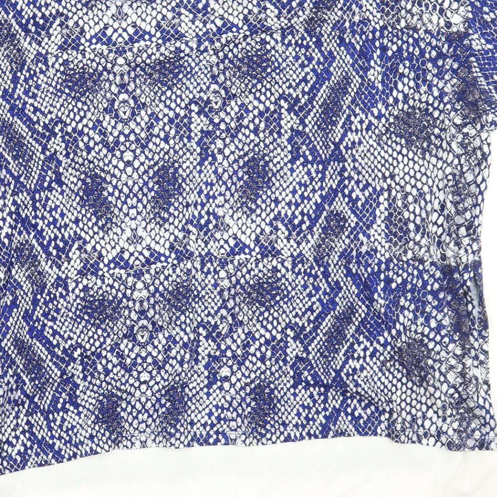 Marks and Spencer Womens Blue Animal Print Basic T-Shirt Size 12