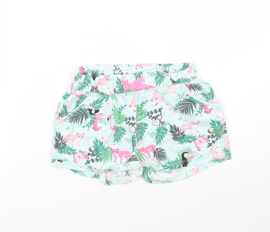 H&M Girls Green Floral Bermuda Shorts Size 5-6 Years