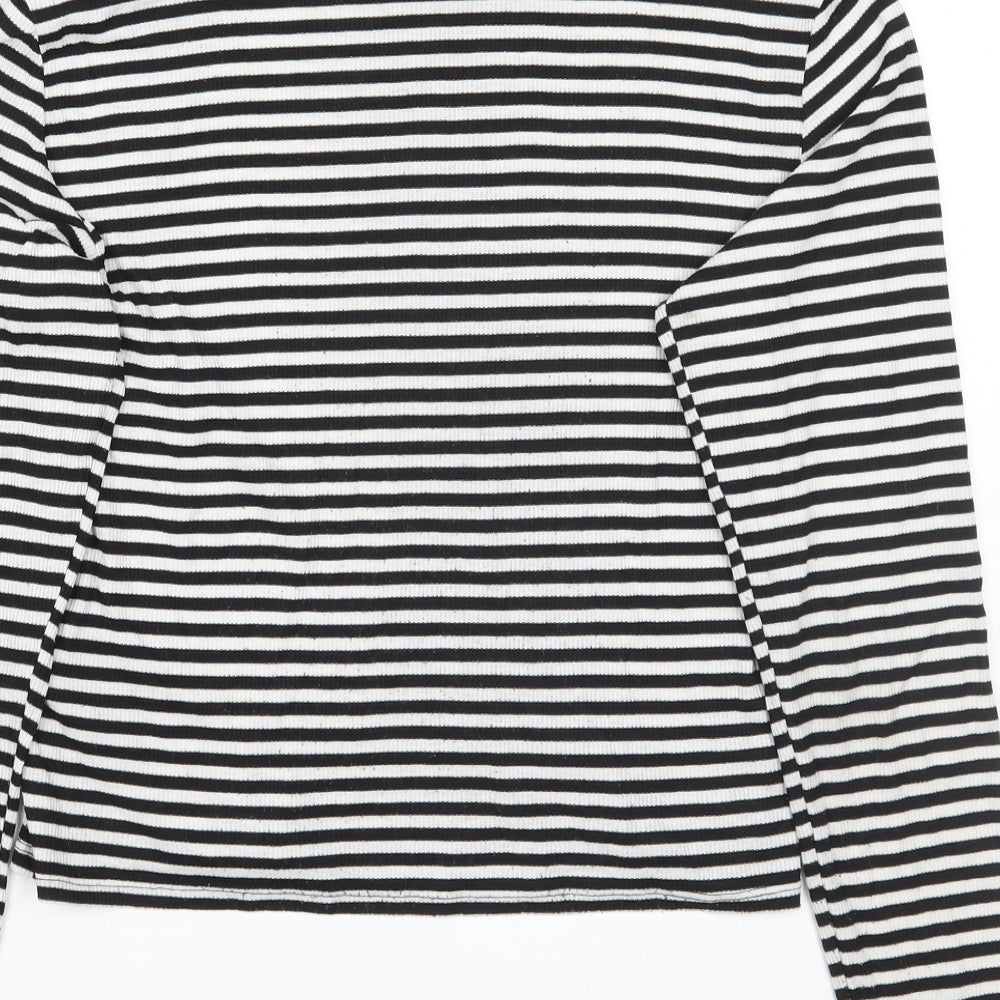 H&M Womens White Striped Pullover Jumper Size L