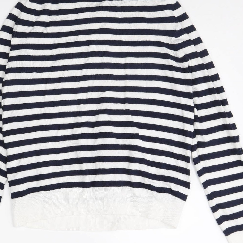 m&s Womens White Striped Cape Jumper Size 14