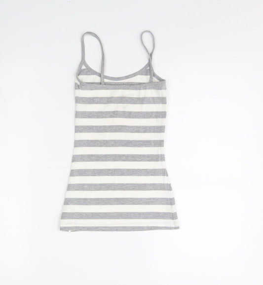 Friends Womens Grey Striped Basic Tank Size XS - FRIENDS. Loungewear