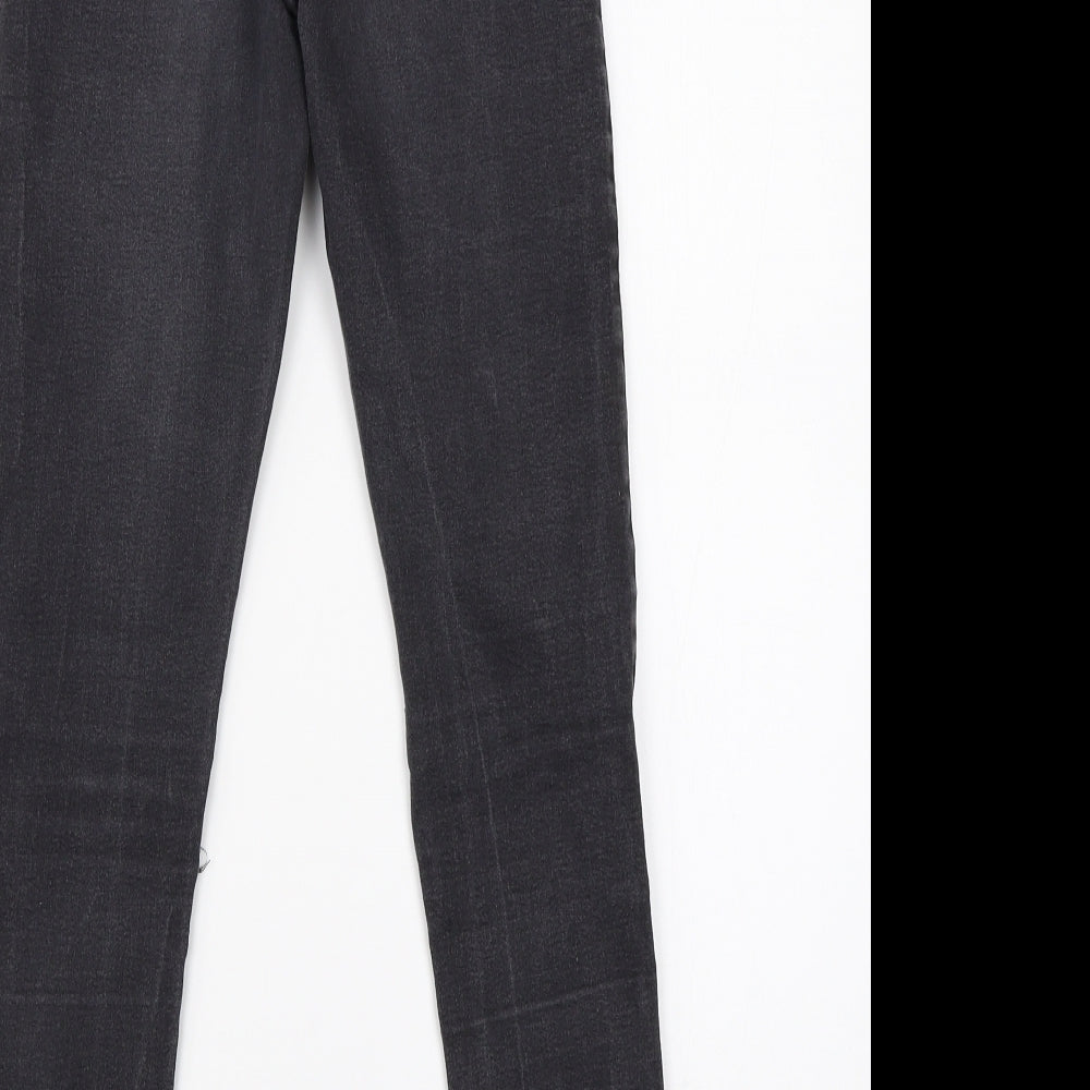 Brand and care label for Denim Co women’s black denim skinny jeans, size UK 8, 25-inch leg