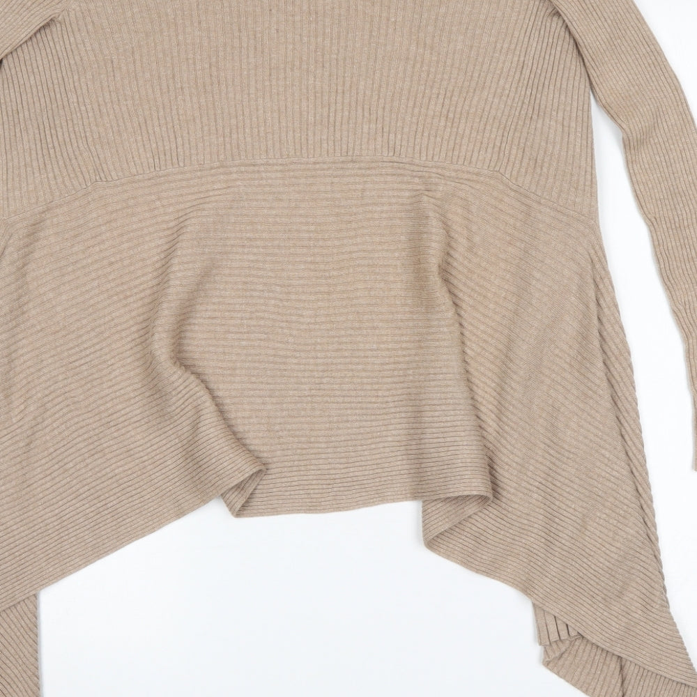 M&S Womens Beige Striped Cardigan Jumper Size 8