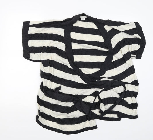 mamas & papas Womens Black Striped  Cardigan Jumper Size 16