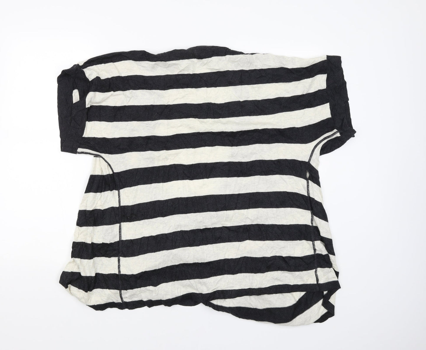 mamas & papas Womens Black Striped Cardigan Jumper Size 16