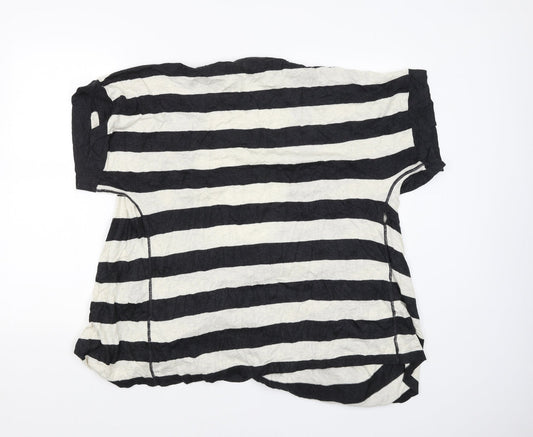 mamas & papas Womens Black Striped  Cardigan Jumper Size 16