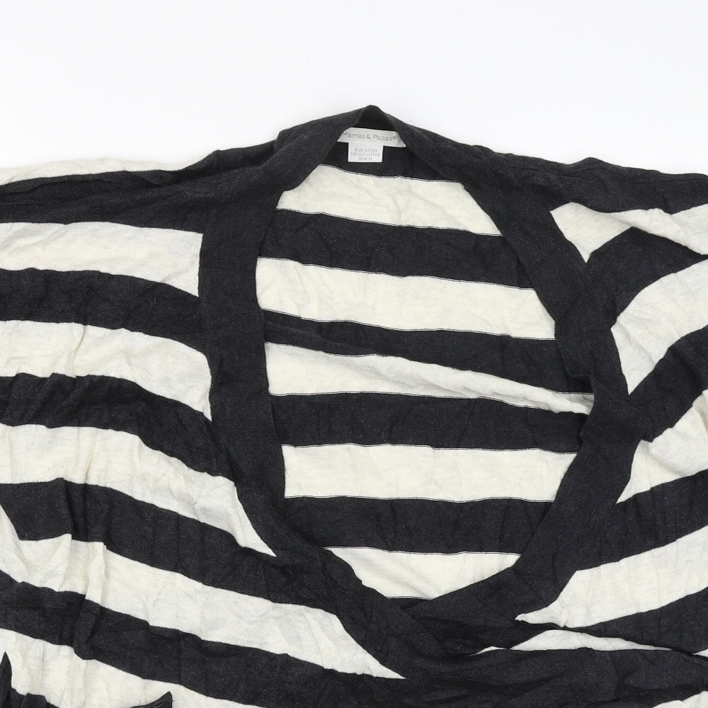 mamas & papas Womens Black Striped Cardigan Jumper Size 16