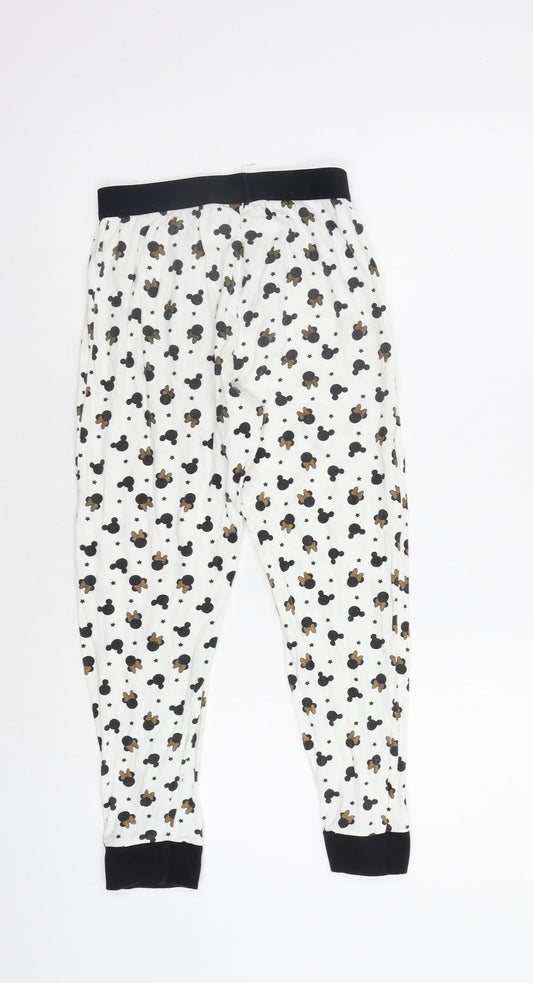 Disney Girls White Geometric Kimono Pyjama Pants Size 9-10 Years - Mickey and Minnie
