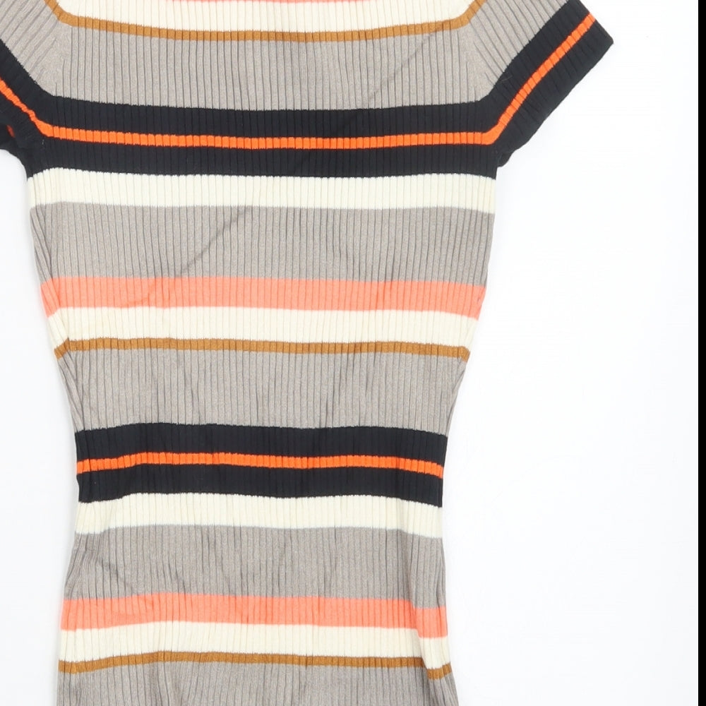 H&M Womens Beige Striped Pullover Jumper Size S