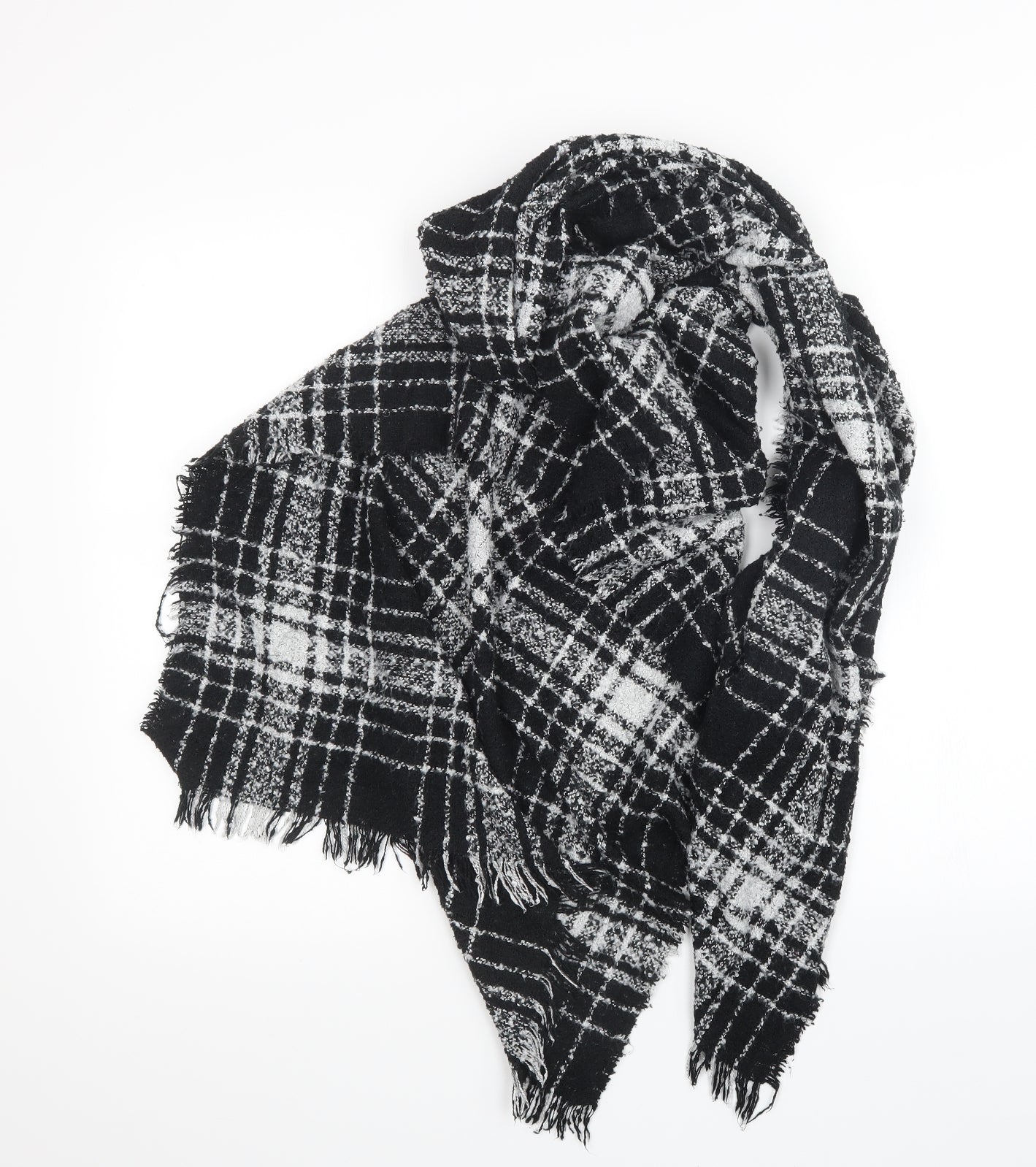 Preworn Womens Black Check Knit Scarf
