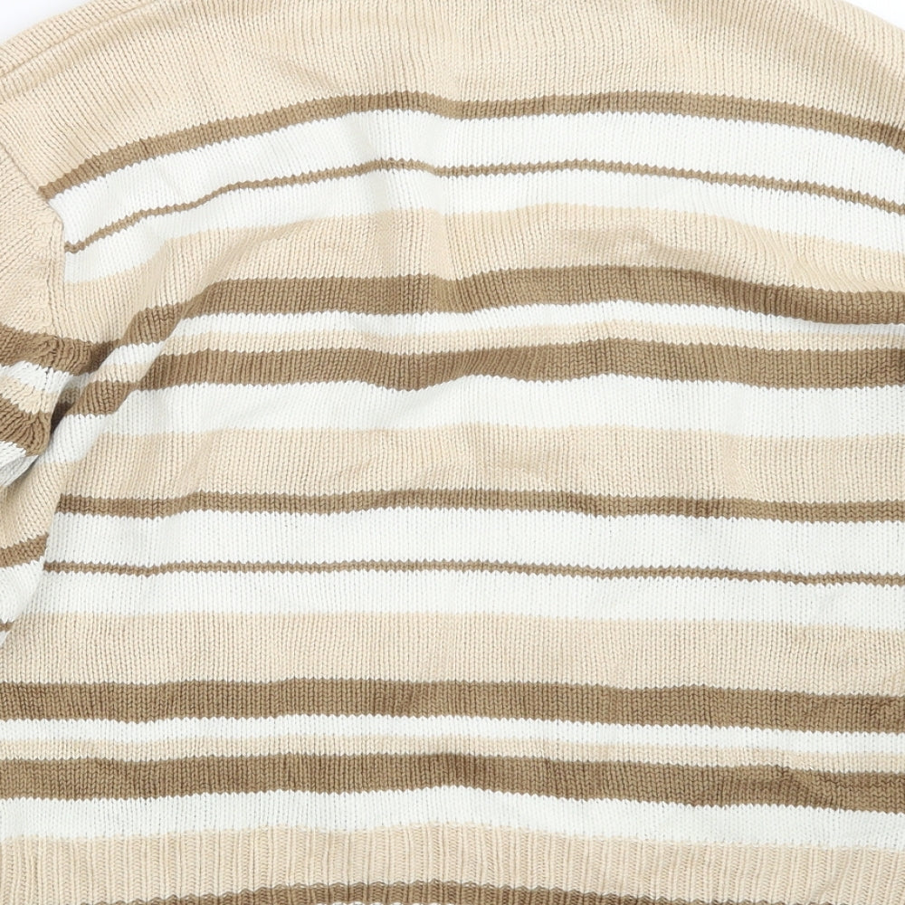 Bonmarché Womens Beige Striped Knit Pullover Jumper Size L