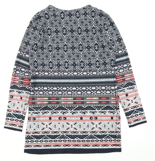 Alexara Womens Blue Batik Knit A-Line Size 14