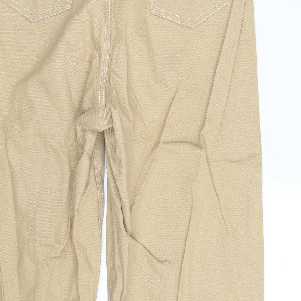 Brand and care label for Denim & Co. women’s beige denim trousers, size UK 10, 24-inch leg