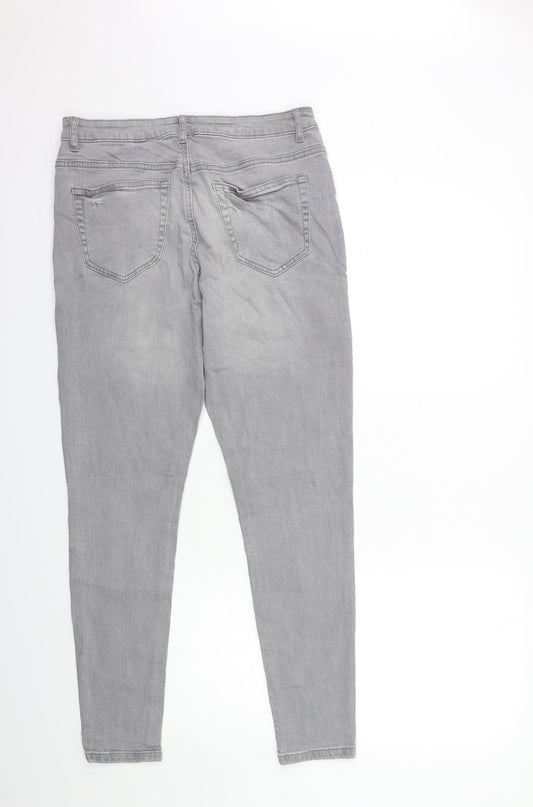 Denim & Co. Womens Grey Denim Skinny Jeans Size 14 L28 in