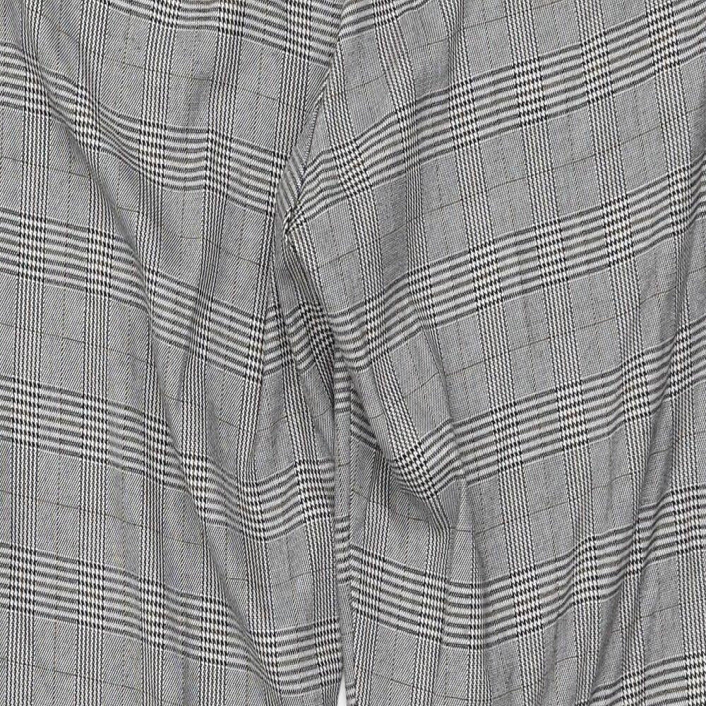 New Look Mens Grey Check Trousers Size L L27 in