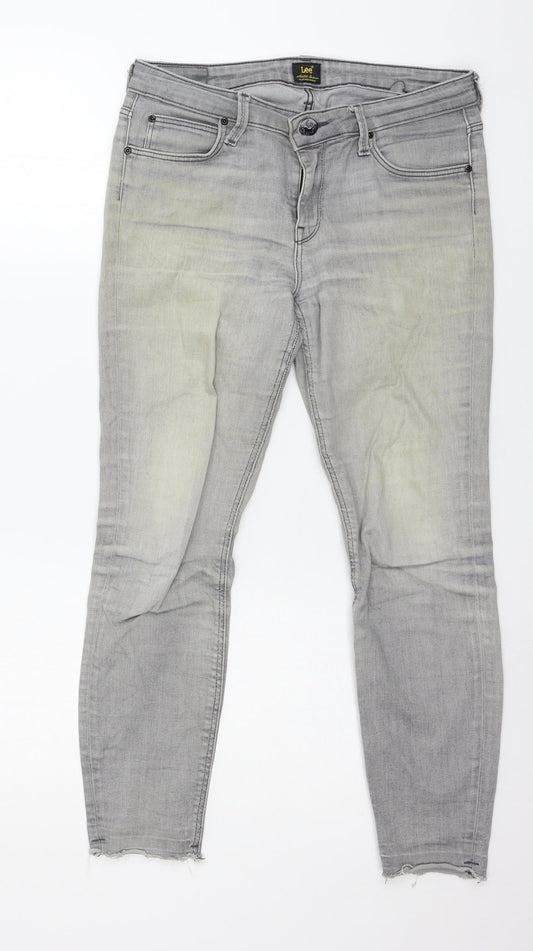 Additional front view of Lee Cooper women’s grey denim skinny jeans, size UK 30, in, 25-inch leg