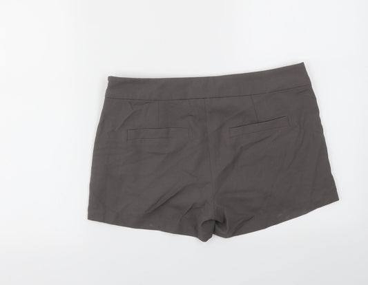 VILA Womens Grey Houndstooth Cut-Off Shorts Size S