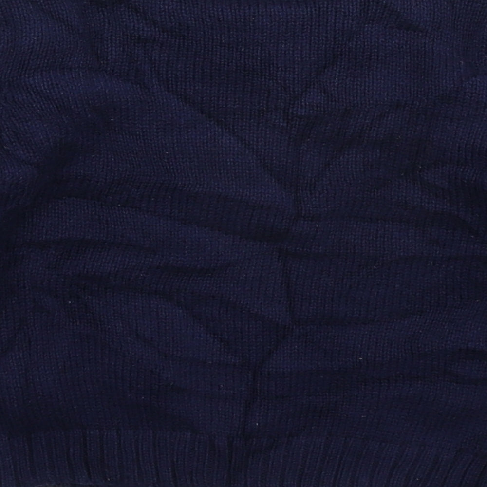 Brand and care label for Savannah girls’ blue knit jumper, size 24, months