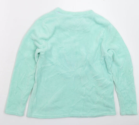 Just Like You Womens Green Solid Fleece Top Pyjama Top Size 14