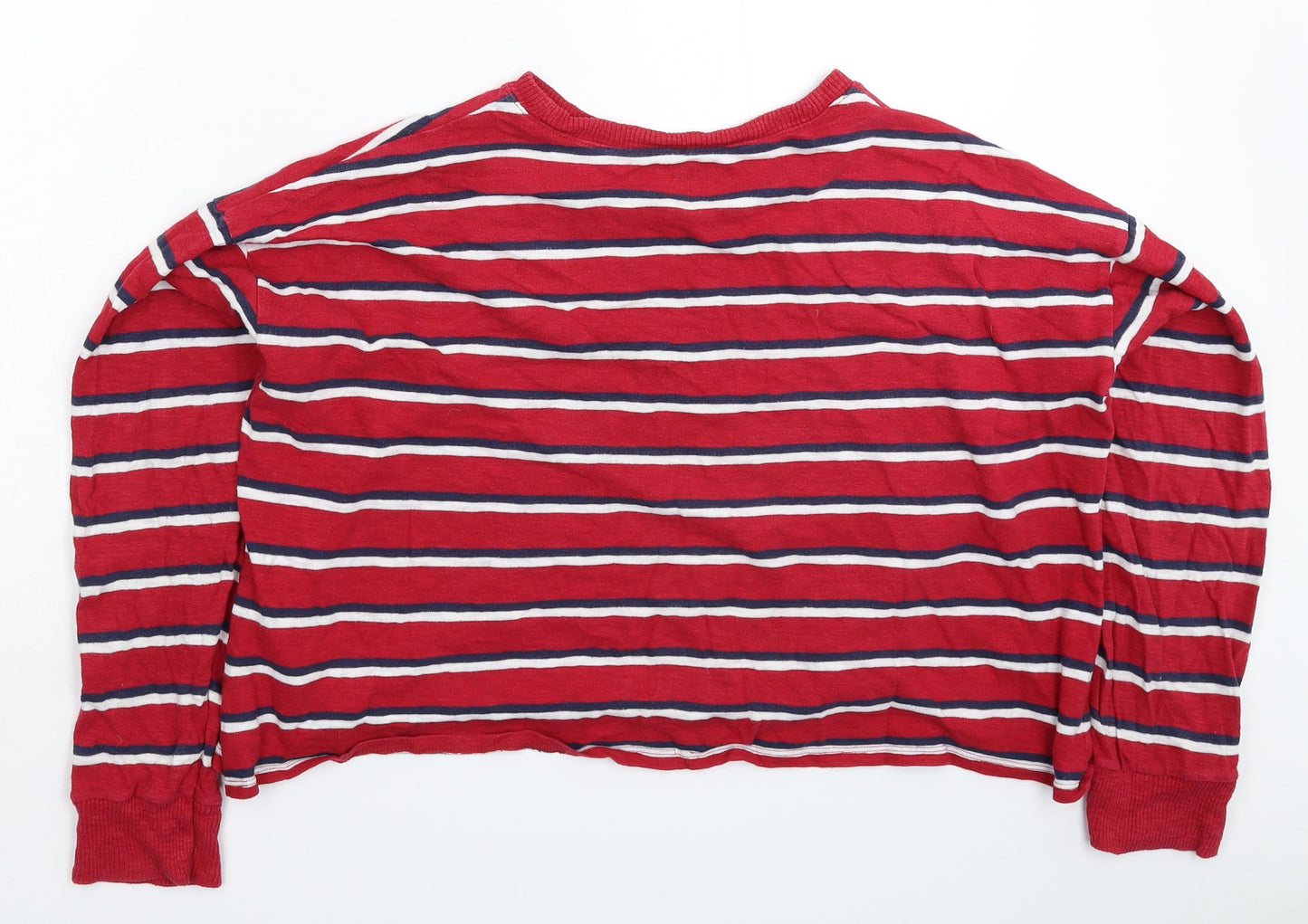 Hollister Womens Red Striped Pullover Sweatshirt Size M - Oversized
