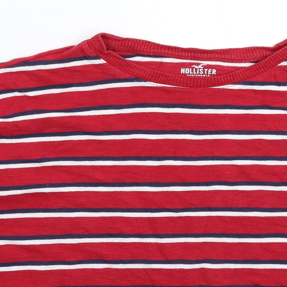 Hollister Womens Red Striped Pullover Sweatshirt Size M - Oversized