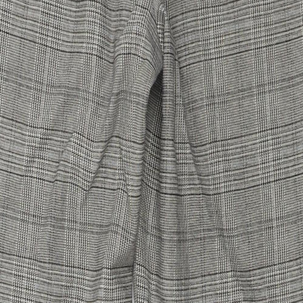 H&M Womens Grey Check Trousers Size 6 L24 in