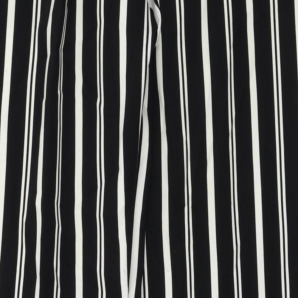 Monki Womens Black Striped Trousers Size 8 L27 in