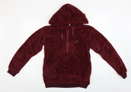 Preworn Womens Red Henley Hoodie Size M