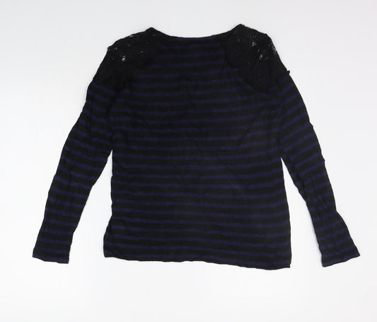 Gap Womens Blue Striped Basic T-Shirt Size S
